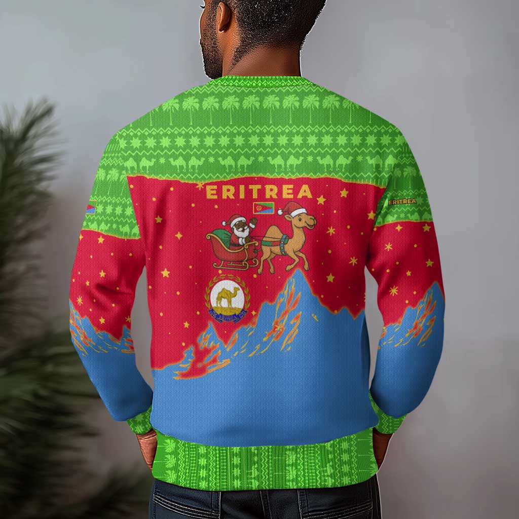 Eritrea Christmas Ugly Christmas Sweater Santa Claus Camel Sleigh National Emblem - African Pride