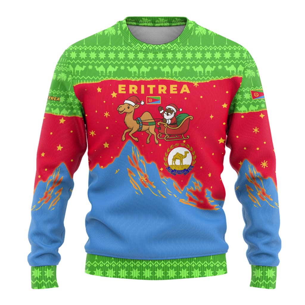 Eritrea Christmas Ugly Christmas Sweater Santa Claus Camel Sleigh National Emblem - African Pride