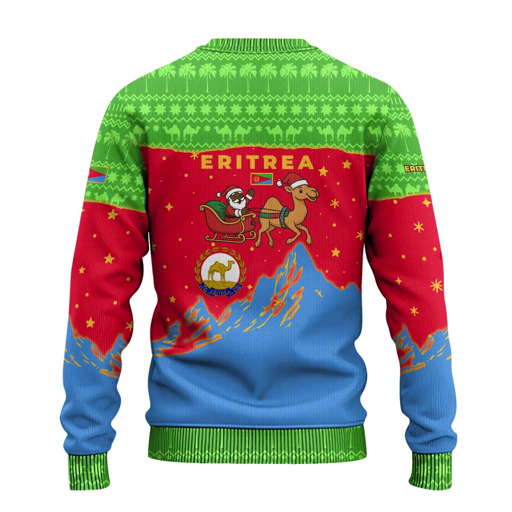 Eritrea Christmas Ugly Christmas Sweater Santa Claus Camel Sleigh National Emblem - African Pride