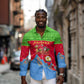 Eritrea Christmas Long Sleeve Button Shirt Santa Claus Camel Sleigh National Emblem - African Pride