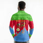 Eritrea Christmas Long Sleeve Polo Shirt Santa Claus Camel Sleigh National Emblem - African Pride