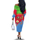 Eritrea Christmas Off The Shoulder Long Sleeve Dress Santa Claus Camel Sleigh National Emblem - African Pride