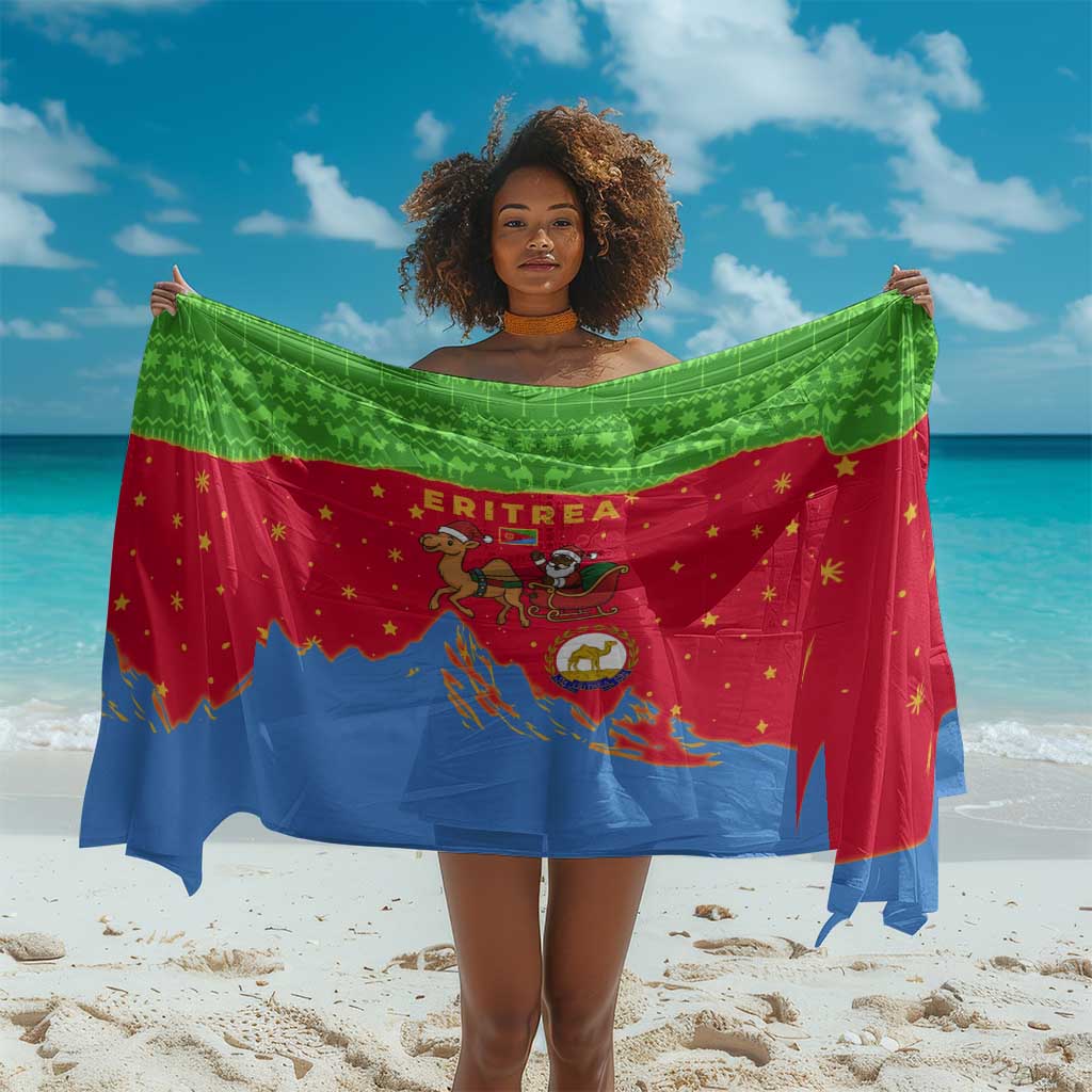 Eritrea Christmas Sarong Santa Claus Camel Sleigh National Emblem - African Pride
