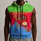 Eritrea Christmas Sleeveless Zip Hoodie Santa Claus Camel Sleigh National Emblem - African Pride