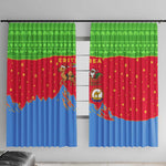 Eritrea Christmas Window Curtain Santa Claus Camel Sleigh National Emblem - African Pride