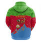 Eritrea Christmas Zip Hoodie Santa Claus Camel Sleigh National Emblem - African Pride
