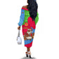 Eritrea Christmas Off The Shoulder Long Sleeve Dress African Santa Gingerbread Harp National Flag Colors - African Pride