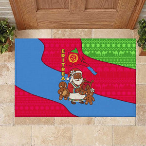 Eritrea Christmas Rubber Doormat African Santa Gingerbread Harp National Flag Colors - African Pride