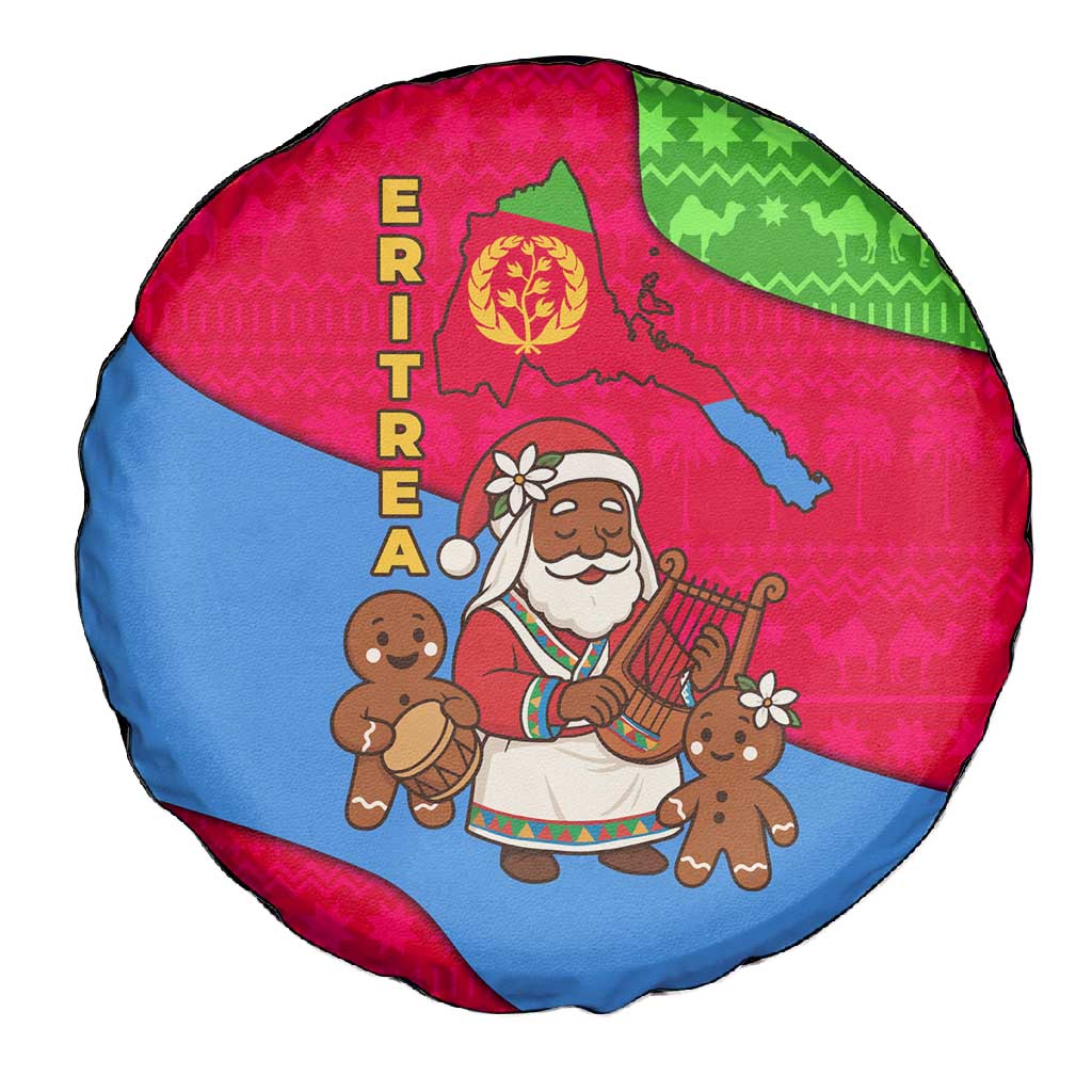 Eritrea Christmas Spare Tire Cover African Santa Gingerbread Harp National Flag Colors - African Pride
