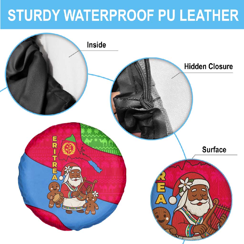 Eritrea Christmas Spare Tire Cover African Santa Gingerbread Harp National Flag Colors - African Pride