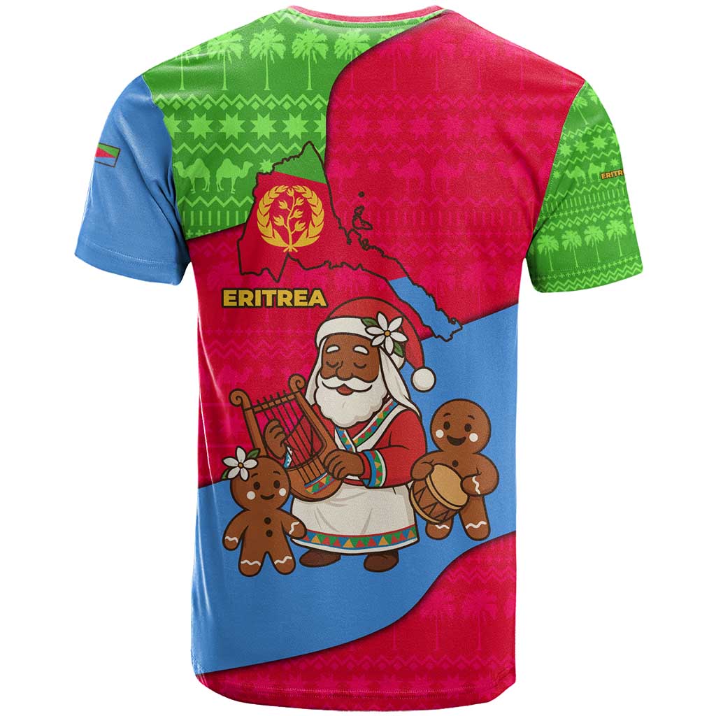 Eritrea Christmas T shirt African Santa Gingerbread Harp National Flag Colors - African Pride