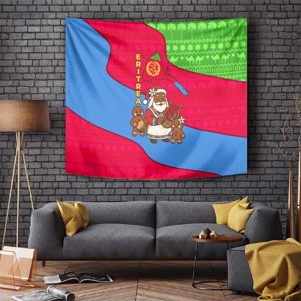 Eritrea Christmas Tapestry African Santa Gingerbread Harp National Flag Colors - African Pride