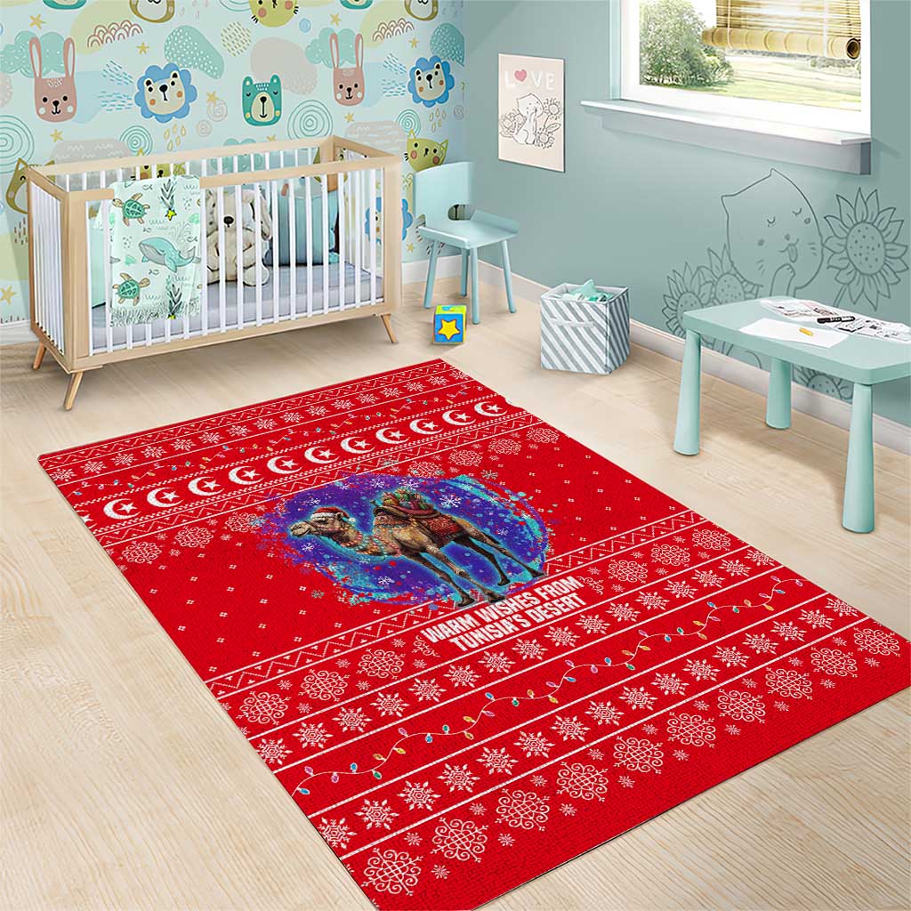 Tunisia Christmas Area Rug Desert Camel Crescent Snowflake Pattern - African Pride