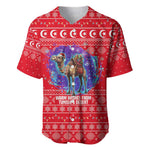 Tunisia Christmas Baseball Jersey Desert Camel Crescent Snowflake Pattern - African Pride