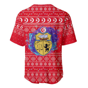 Tunisia Christmas Baseball Jersey Desert Camel Crescent Snowflake Pattern - African Pride