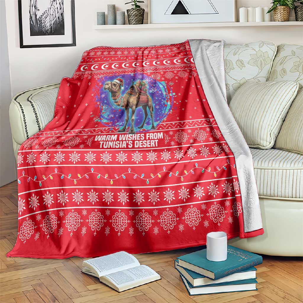 Tunisia Christmas Blanket Desert Camel Crescent Snowflake Pattern - African Pride
