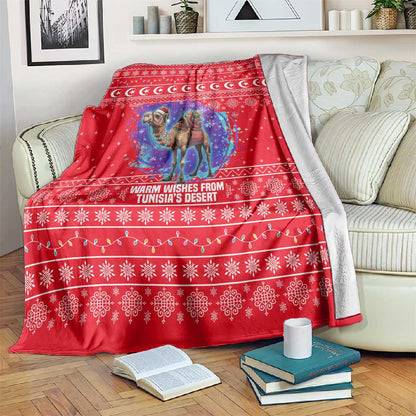 Tunisia Christmas Blanket Desert Camel Crescent Snowflake Pattern - African Pride