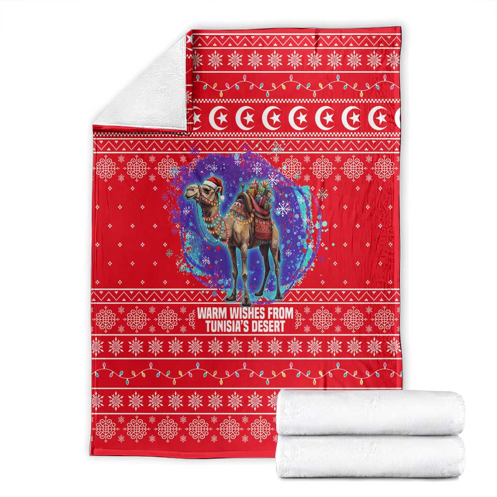 Tunisia Christmas Blanket Desert Camel Crescent Snowflake Pattern - African Pride