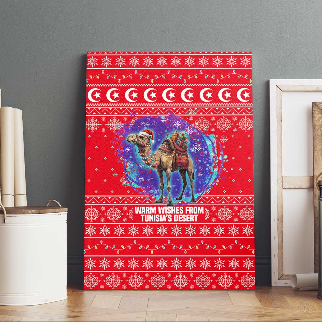 Tunisia Christmas Canvas Wall Art Desert Camel Crescent Snowflake Pattern - African Pride