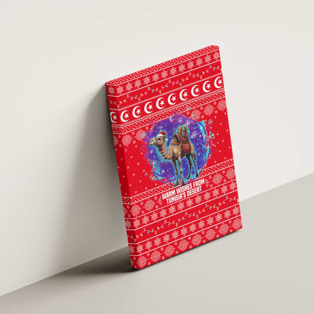 Tunisia Christmas Canvas Wall Art Desert Camel Crescent Snowflake Pattern - African Pride