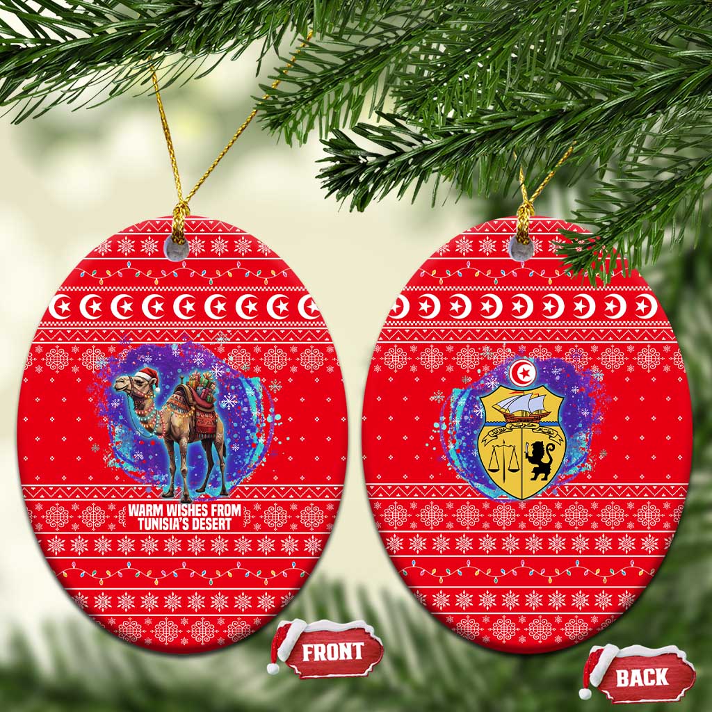 Tunisia Christmas Ceramic Ornament Desert Camel Crescent Snowflake Pattern - African Pride