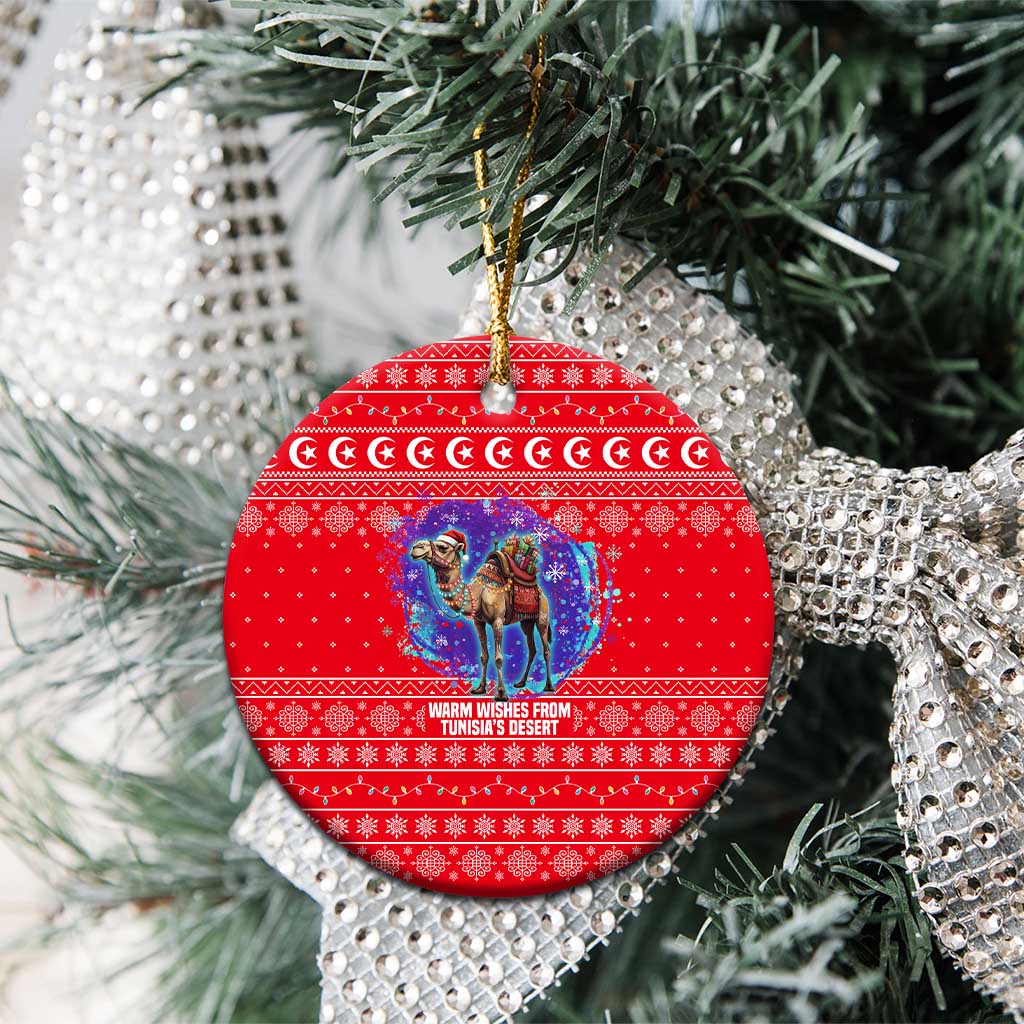 Tunisia Christmas Ceramic Ornament Desert Camel Crescent Snowflake Pattern - African Pride