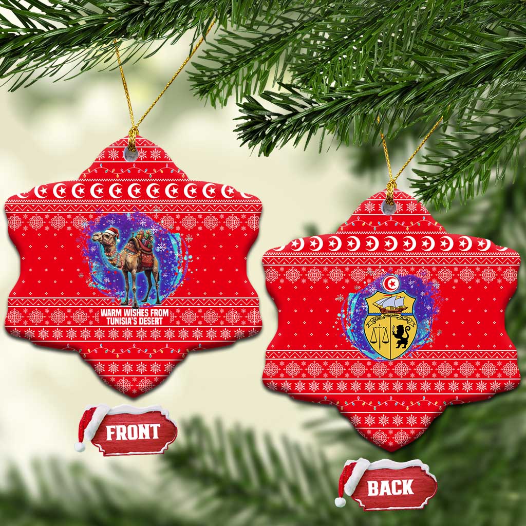 Tunisia Christmas Ceramic Ornament Desert Camel Crescent Snowflake Pattern - African Pride