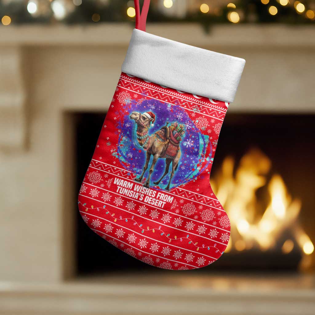 Tunisia Christmas Stocking Desert Camel Crescent Snowflake Pattern - African Pride