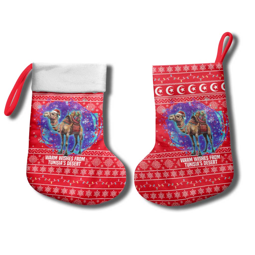 Tunisia Christmas Stocking Desert Camel Crescent Snowflake Pattern - African Pride
