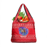 Tunisia Christmas Grocery Bag Desert Camel Crescent Snowflake Pattern - African Pride