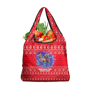Tunisia Christmas Grocery Bag Desert Camel Crescent Snowflake Pattern - African Pride