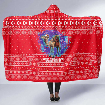 Tunisia Christmas Hooded Blanket Desert Camel Crescent Snowflake Pattern - African Pride