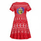 Tunisia Christmas Kid Short Sleeve Dress Desert Camel Crescent Snowflake Pattern - African Pride