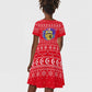 Tunisia Christmas Kid Short Sleeve Dress Desert Camel Crescent Snowflake Pattern - African Pride