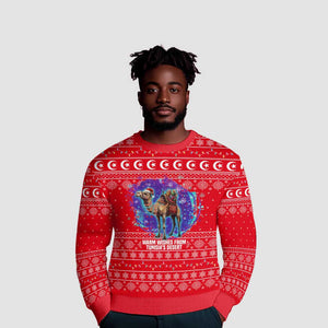 Tunisia Christmas Ugly Christmas Sweater Desert Camel Crescent Snowflake Pattern - African Pride
