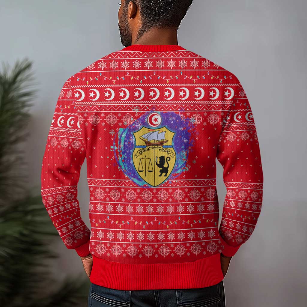 Tunisia Christmas Ugly Christmas Sweater Desert Camel Crescent Snowflake Pattern - African Pride