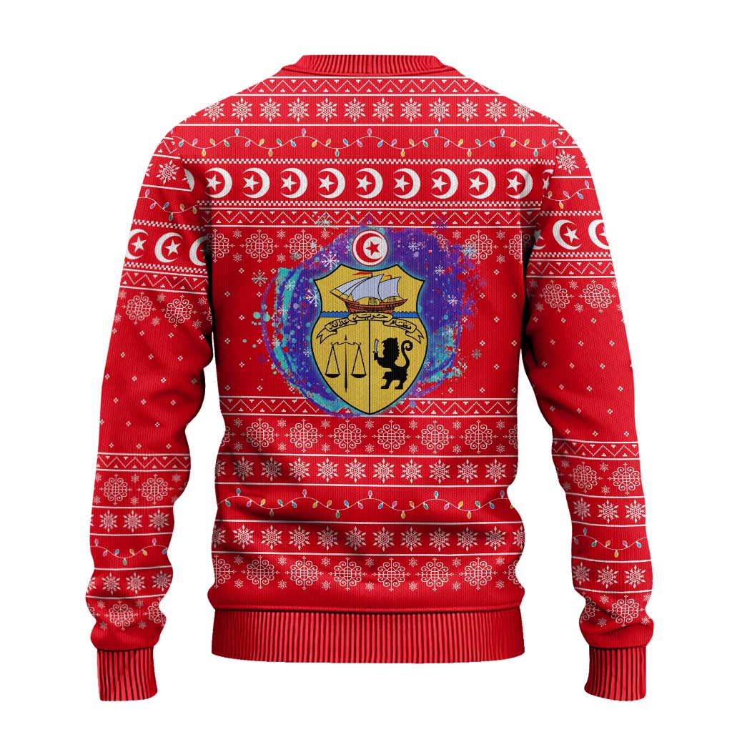 Tunisia Christmas Ugly Christmas Sweater Desert Camel Crescent Snowflake Pattern - African Pride