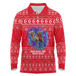 Tunisia Christmas Long Sleeve Polo Shirt Desert Camel Crescent Snowflake Pattern - African Pride