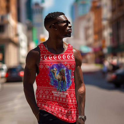 Tunisia Christmas Men Tank Top Desert Camel Crescent Snowflake Pattern - African Pride