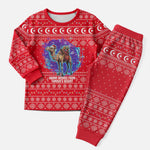 Tunisia Christmas Pajama Set Desert Camel Crescent Snowflake Pattern - African Pride