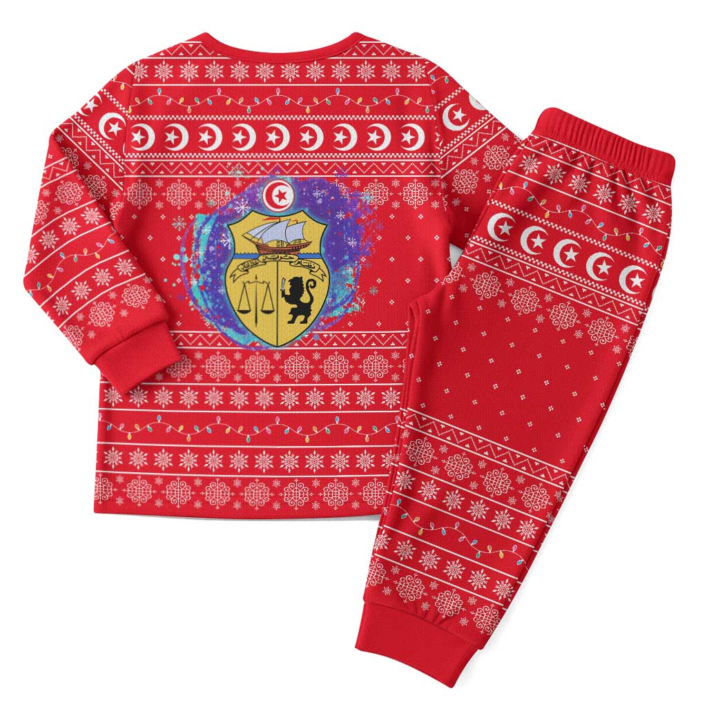 Tunisia Christmas Pajama Set Desert Camel Crescent Snowflake Pattern - African Pride