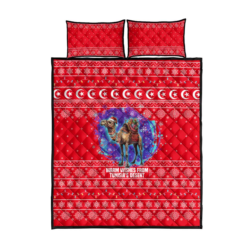 Tunisia Christmas Quilt Bed Set Desert Camel Crescent Snowflake Pattern - African Pride