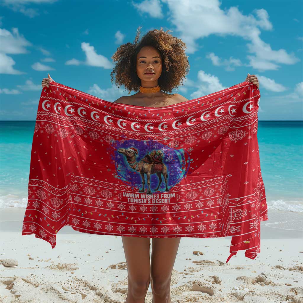 Tunisia Christmas Sarong Desert Camel Crescent Snowflake Pattern - African Pride