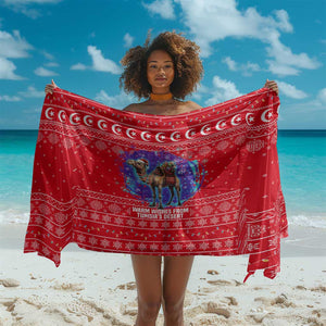 Tunisia Christmas Sarong Desert Camel Crescent Snowflake Pattern - African Pride