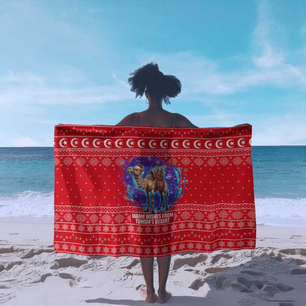 Tunisia Christmas Sarong Desert Camel Crescent Snowflake Pattern - African Pride