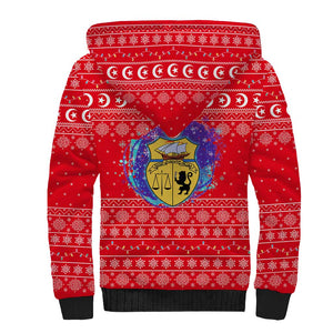 Tunisia Christmas Sherpa Hoodie Desert Camel Crescent Snowflake Pattern - African Pride
