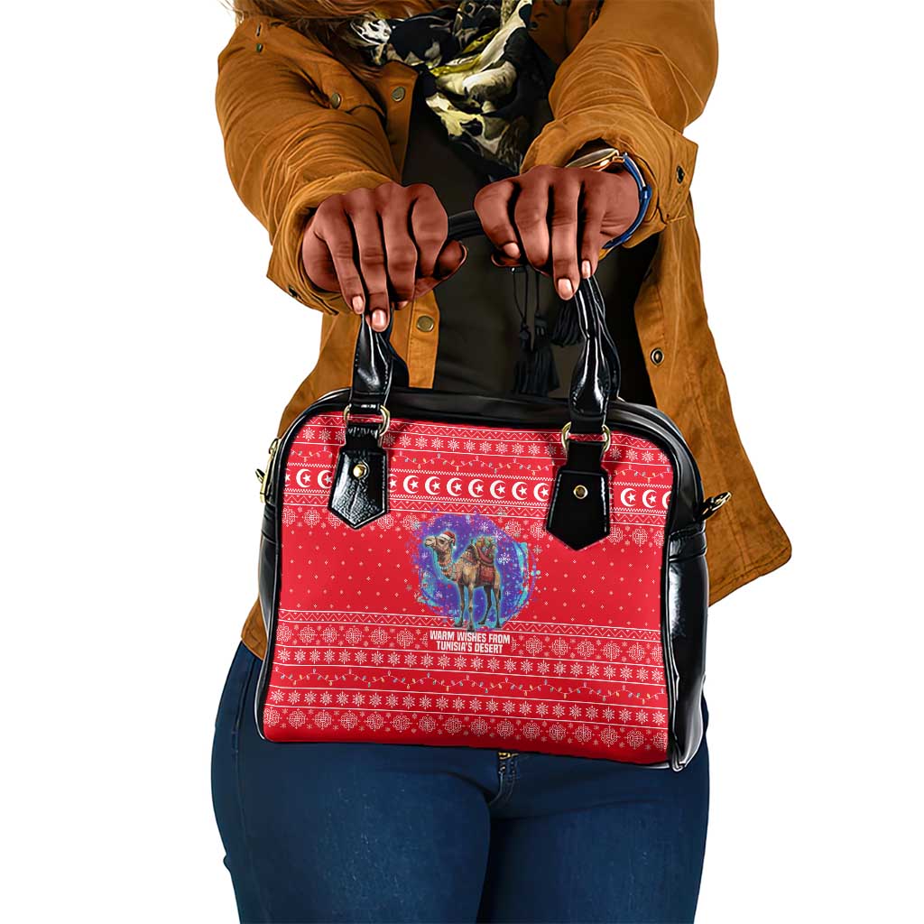 Tunisia Christmas Shoulder Handbag Desert Camel Crescent Snowflake Pattern - African Pride