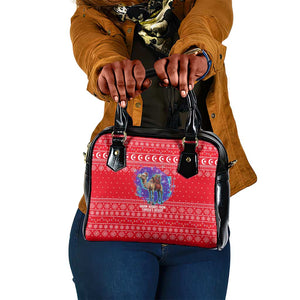 Tunisia Christmas Shoulder Handbag Desert Camel Crescent Snowflake Pattern - African Pride