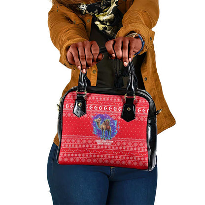 Tunisia Christmas Shoulder Handbag Desert Camel Crescent Snowflake Pattern - African Pride