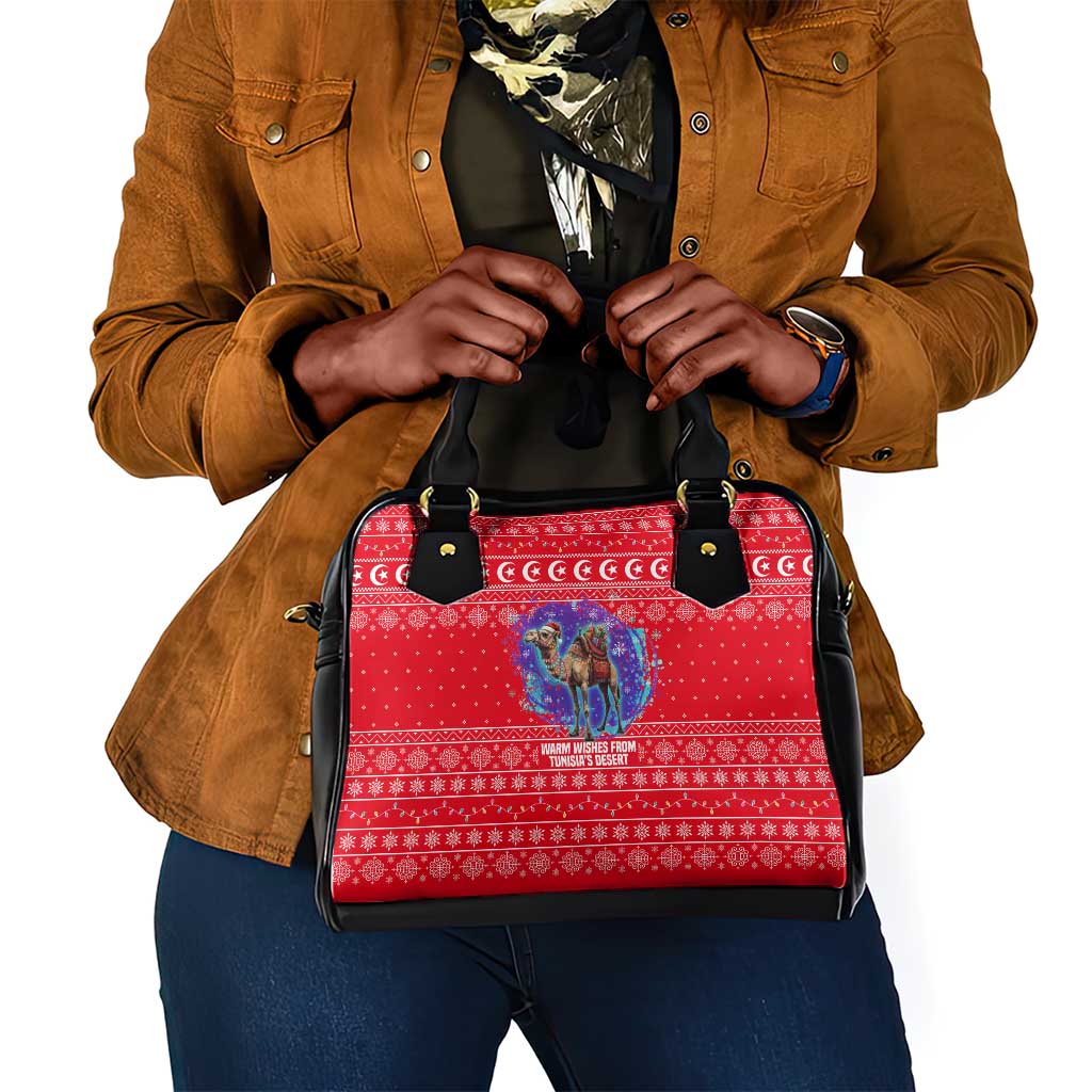 Tunisia Christmas Shoulder Handbag Desert Camel Crescent Snowflake Pattern - African Pride